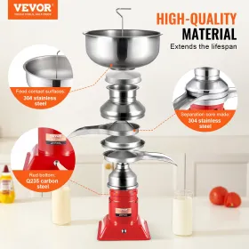 Milk Cream Centrifugal Separator, 304 rustfrit stål elektriske