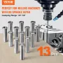 13 pcs Precision R8 Collet Set, 1/8" - 7/8", 45 Mill Collet Chuck 0.0012"/30μm TIR with 13 Labeled Storage Boxes, for Milling Ma