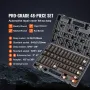 3/8" Drive Impact Socket Set, 48 Piece Socket Set SAE （5/16" -3/4"） & Metric （8-22mm）6 Point Cr-V Drive Extension Bar Universal 