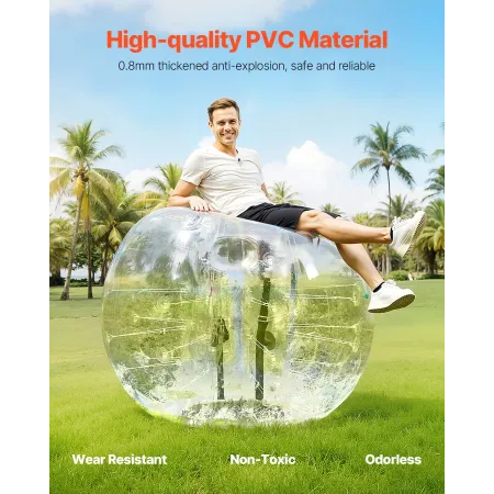 Inflatable Bumper Ball 1-Pack, 5FT/1.5M Body Sumo Zorb Balls for Teen & Adult, 0.8mm Thick PVC Human Hamster Bubble Balls for Ou