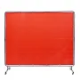 Welding Screen with Frame, 1.83 x 2.44 m Welding Curtain Screen, Flame-Resistant Vinyl Welding Protection Screen on 4 Swivel Whe
