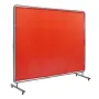 Welding Screen with Frame, 1.83 x 2.44 m Welding Curtain Screen, Flame-Resistant Vinyl Welding Protection Screen on 4 Swivel Whe