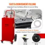 Fuel Caddy, 132.49 Liter, Gas Storage Tank on 4 Wheels, with Manuel Transfer Pump, Gasoline Diesel Fuel Container for Cars, Lawn