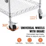 Kitchen Utility Cart, 3 Tiers, Wire Rolling Cart with 661LBS Capacity, Steel Service Cart on Wheels, Metal Storage Trolley with 