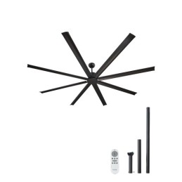 244 cm Aluminum Ceiling Fan Without Light Remote Control DC Motor Black