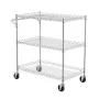 VEVOR Kitchen Utility Cart, 3 Tiers, Wire Rolling Cart with 661LBS Capacity, Steel Service Cart on Wheels, Metal Storage Trolley
