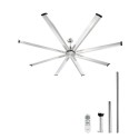 213 cm Aluminum Ceiling Fan Without Light Remote Control Brushed Nickel