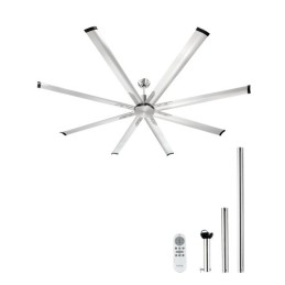 213 cm Aluminum Ceiling Fan Without Light Remote Control Brushed Nickel