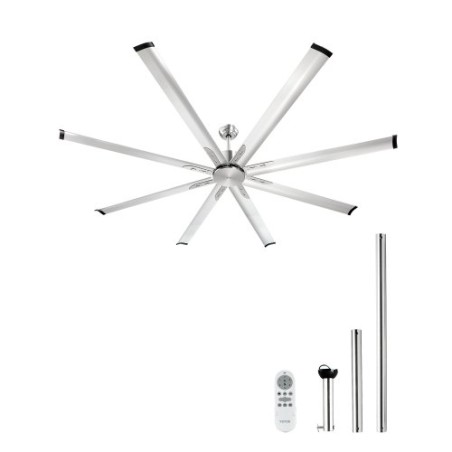 213 cm Aluminum Ceiling Fan Without Light Remote Control Brushed Nickel