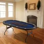 10 Player Foldable Poker Table, Blackjack Texas Holdem Poker Table with Padded Rails and Stainless Steel Cup Holders, Portable F