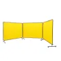 Welding Screen with Frame, 6' x 8' 3 Panel Welding Curtain Screens, Flame-Resistant Vinyl Welding Protection Screen on 12 Swivel