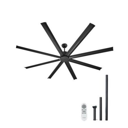 213 cm Aluminum Ceiling Fan Without Light Remote Control DC Motor Black