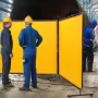 Welding Screen with Frame, 6' x 6' 3 Panel Welding Curtain Screens, Flame-Resistant Vinyl Welding Protection Screen on 12 Swivel