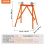 VEVOR Pipe Stand with Roller Head 1134 kg Load for 5.1-91.4 cm Pipes 45 Steel