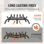 VEVOR Fireplace Log Grate, 24 inch Heavy Duty Fireplace Grate with 6 Support Legs, 3/4’’ Solid Powder-coated Steel Bars, Log Fir