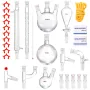 Lab Distillation Kit, 3.3 Boro Lab Glassware Distillation Kit with 24, 40 Joint, 1000ml Essential Oil Distillation Apparatus Kit