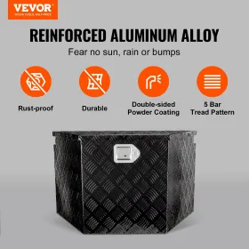 Trailer Tongue Box, Aluminum Alloy Diamond Plate Tongue Box Tool Chest, Heavy Duty Trailer Box Storage with Lock and Keys, Utili