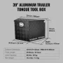 Trailer Tongue Box, Aluminum Alloy Diamond Plate Tongue Box Tool Chest, Heavy Duty Trailer Box Storage with Lock and Keys, Utili