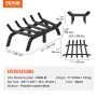Fireplace Log Grate, 21 inch Heavy Duty Fireplace Grate with 6 Support Legs, 3/4’’ Solid Powder-coated Steel Bars, Log Firewood 