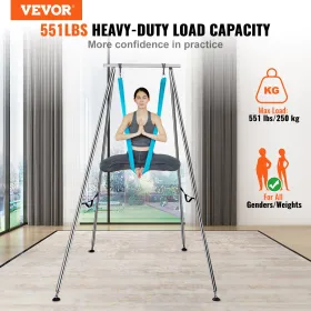 VEVOR Aerial Yoga Frame & Yoga Hammock, 9.67 ft Height Professional Yoga Swing Stand Comes with 13.1 Yards Aerial Hammock, Max 5