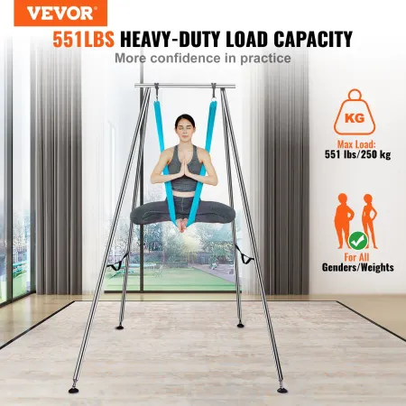 VEVOR Aerial Yoga Frame & Yoga Hængekøje, 9,67 ft Højde Professionelt Yoga Swing Stand Leveres med 13,1 Yards Aerial Hængekøje,
