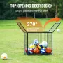 Rolling Sports Ball Storage Cart, Basketball Cage with Double Lids, Sport Equipment Holder Organizer for Indoor Outdoor, Steel S
