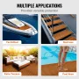 Boat Flooring, EVA Foam Boat Decking 240 x 89.9 cm, Non-Slip Self-Adhesive Flooring, 2.2 m² Marine Carpet for Boats, Yacht, Pont