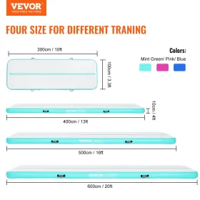 VEVOR 4.9 m Air Track Inflatable Training Tumbling Gymnastics Gym Mat with Pump