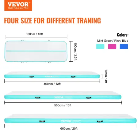 VEVOR 6.1 m Air Track Inflatable Training Tumbling Gymnastics Gym Mat with Pump
