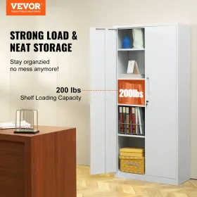 VEVOR Metal Storage Cabinet, Steel Locking Storage Cabinet with 2 Magnetic Doors and 4 Adjustable Shelves, 71'' Metal Cabinet 20