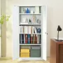 Metal Storage Cabinet, Steel Locking Storage Cabinet with 2 Magnetic Doors and 4 Adjustable Shelves, 71'' Metal Cabinet 200 lbs 