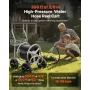 VEVOR Hose Reel Cart, Hold Up to 91.44 m of 1.59 cm Hose, Garden Water Hose Carts Mobile Tools with 4 Wheels, Heavy Duty Powder-