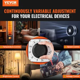 VEVOR 2000VA Auto Variable Voltage Transformer, 6,6 Amp, 230V Input 0-300V Output AC Spændingsregulator, med LCD Display 4