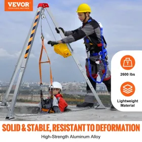 VEVOR Confined Space Tripod Kit, 1179 kg Winch, Confined Space Tripod 2.43 m Legs and 30 m Cable, Confined Space Rescue Tripod 1