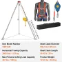 VEVOR Confined Space Tripod Kit, 1179 kg Winch, Confined Space Tripod 2.43 m Legs and 30 m Cable, Confined Space Rescue Tripod 1
