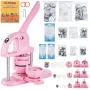 Button Maker, 1/1.25/2.28 inch(25/32/58mm) 3-IN-1 Pin Maker, 300pcs Button Parts, Button Maker Machine with Panda Magic Book, Er