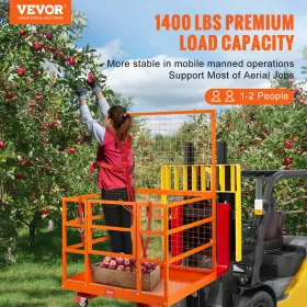 Forklift Safety Cage Work Platform 43X45in 1400lbs w/ Wheels for Aerial
