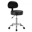 Round Rolling Stool Swivel Stool with Backrest Height Adjustable Black