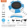 Inflatable Water Bouncer, 10ft Recreational Water Trampoline, Portable Bounce Swim Platform with Slide, 3-Step Ladder & Electric
