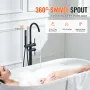 Freestanding Bathtub Faucet, Floor Mount, Freestanding Tub Filler, Shower Mixer Taps, Two Water Modes, 360° Swivel Spout, for Ba