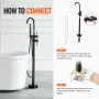 Freestanding Bathtub Faucet, Floor Mount, Freestanding Tub Filler, Shower Mixer Taps, Two Water Modes, 360° Swivel Spout, for Ba