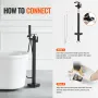 Freestanding Bathtub Faucet, Floor Mount, Freestanding Tub Filler, Shower Mixer Taps, Two Water Modes, 360° Swivel Spout, for Ba