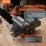 Bench Vise Jaw Width 15.2 cm Jaw Opening 15 cm w/ Anvil 360° Swivel Locking Base 60,000 PSI Rust-proof Heavy Duty Ductile Iron f