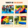 Inflatable Bounce House, Outdoor High Quality Playhouse Trampoline, Jumping Bouncer with Blower, Slide, and Storage Bag, Family 