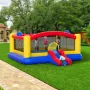 Inflatable Bounce House, Outdoor High Quality Playhouse Trampoline, Jumping Bouncer with Blower, Slide, and Storage Bag, Family 