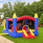 Inflatable Bounce House, Outdoor High Quality Playhouse Trampoline, Jumping Bouncer with Blower, Slide, and Storage Bag, Family 