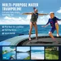 Inflatable Water Bouncer, 12ft Recreational Water Trampoline, Portable Bounce Swim Platform with 3-Step Ladder & Electric Air Pu