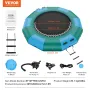 Inflatable Water Bouncer, 12ft Recreational Water Trampoline, Portable Bounce Swim Platform with 3-Step Ladder & Electric Air Pu