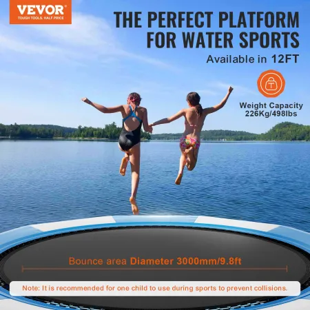 VEVOR Inflatable Water Bouncer, 13ft Recreational Water Trampoline, Portable Bounce Swim Platform with 3-Step Ladder & Electric 