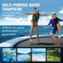 Inflatable Water Bouncer, 13ft Recreational Water Trampoline, Portable Bounce Swim Platform with 3-Step Ladder & Electric Air Pu